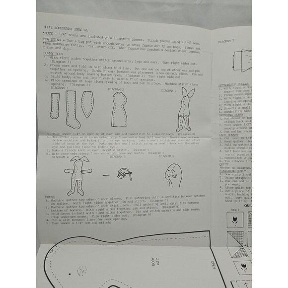 Somebunny Special 13" Bunny & Mini Quilt Sewing Pattern #112 Country Stitches - Picture 6 of 9